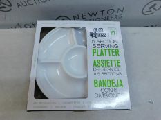 1 BOXED CAFE EXPRESS 10PK WHITE PLASTIC 5 SECTION SERVING PLATTER RRP Â£14.99
