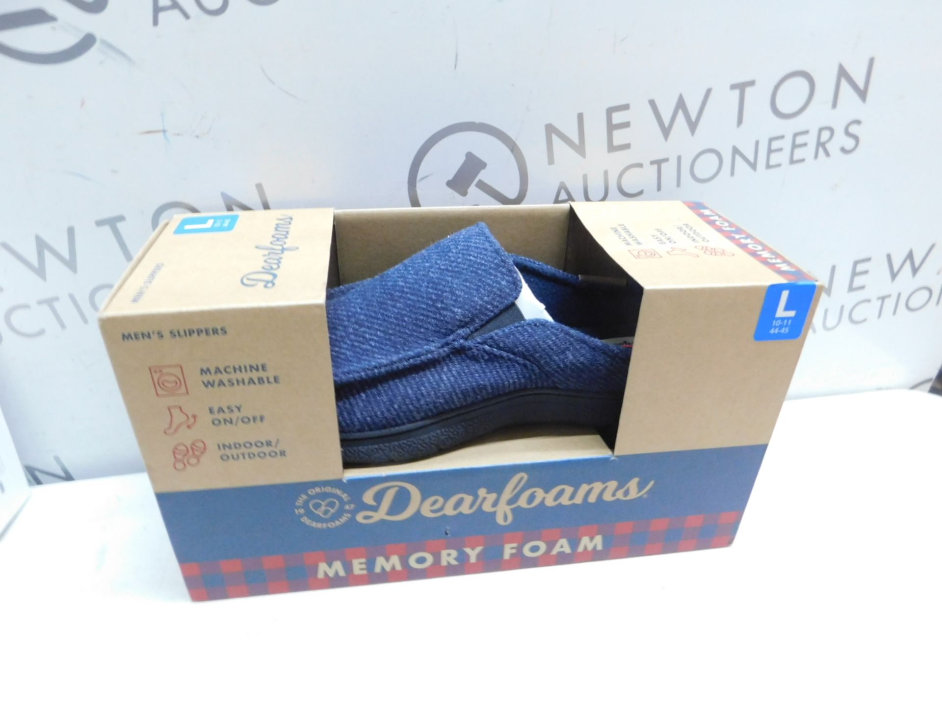 1 BOXED PAIR OF DEARFOAMS MENS SIZE L MEMORY FOAM SLIPPERS RRP Â£34.99