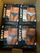 1 BRAND NEW BOXED DKNY WOMEN'S SEAMLESS RIB KNIT 4 PACK BIKINI BRIEF SIZE L RRP Â£24.99 (VARIOUS