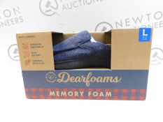 1 BOXED PAIR OF DEARFOAMS MENS SIZE L MEMORY FOAM SLIPPERS RRP Â£34.99