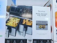 1 BOXED SUR LA TABLE DUAL BASKET AIR FRYER, 7.6L RRP Â£129