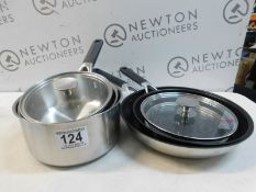 1 KITCHENAID STAINLESS STEEL COOKWARE SET, 8 PIECE RRP Â£149