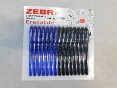 1 BRAND NEW PACK OF ZEBRA Z-GRIP ERASABLE GEL INK PENS (15 PENS IN PACK) RRP Â£29.99