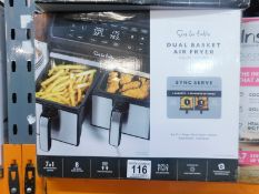 1 BOXED SUR LA TABLE DUAL BASKET AIR FRYER, 7.6L RRP Â£129