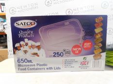 1 BOXED SATCO PLASTIC TAKEAWAY CONTAINERS, 250 (APPROX) RRP Â£29.99