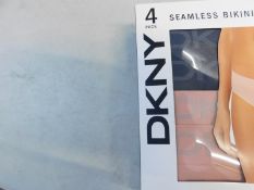 1 BRAND NEW BOXED DKNY WOMEN'S SEAMLESS RIB KNIT 4 PACK BIKINI BRIEF SIZE s RRP Â£24.99 (VARIOUS