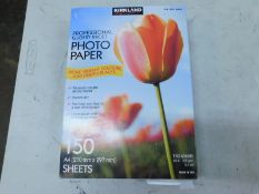 1 BOXED KIRKLAND GLOSSY INKJET PROFESSIONAL PHOTO PAPER A4 150 SHEETS RRP Â£34.99