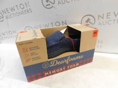 1 BRAND NEW BOXED PAIR OF DEARFOAMS MENS SIZE M MEMORY FOAM SLIPPERS RRP Â£34.99