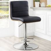 1 BAYSIDE FURNISHINGS BLACK BONDED LEATHER GAS LIFT BAR STOOL WITH WOODEN BACK RRP Â£119.99