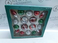 1 BOXED 3.5 INCH (9CM) ASSORTED CHRISTMAS GLASS ORNAMENTS SET RRP Â£39 (1 IS BROKEN)