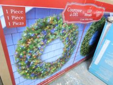 1 BOXED 5FT (1.5 M) CHRISTMAS WREATH WITH 800 MICRO LED LIGHTS RRP Â£249