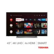 1 TOSHIBA 43V6863DB 43 INCH 4K ULTRA HD LED SMART TV WITH REMOTE RRP Â£349 (WORKING)