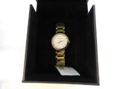 1 BOXED BULOVA LADIES DIAMONDS WHITE MOTHER OF PEARL DIAL GOLD BRACELET WATCH MODEL 97P133 RRP Â£