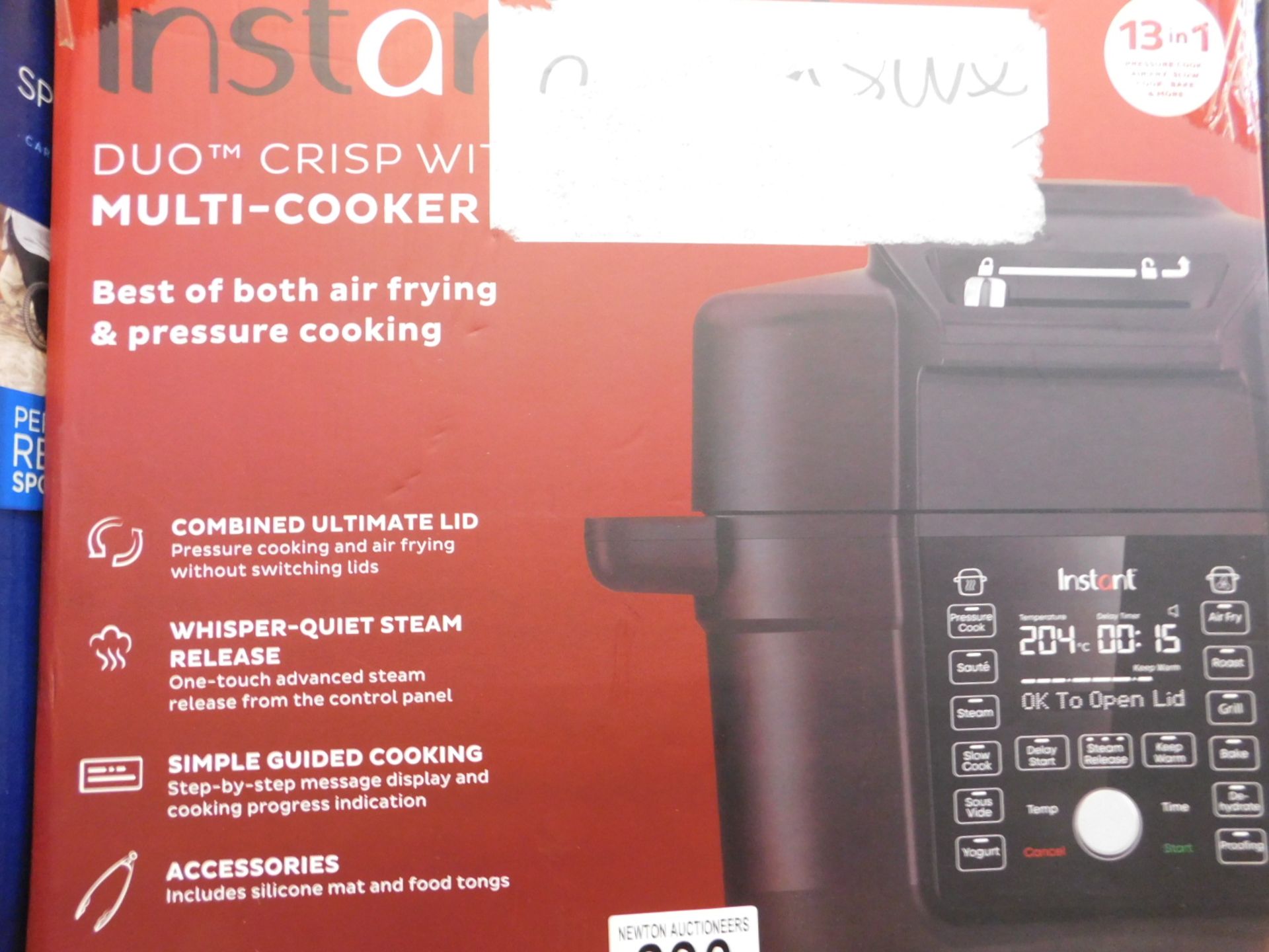 1 BOXED INSTANT POT GOURMET CRISP ULTIMATE 13-IN-1 PRESSURE COOKER & AIR FRYER, 6.2L RRP Â£249