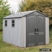 1 BOXED LIFETIME 7FT X 12FT (2.14 X 3.57M) WOOD LOOK STORAGE SHED RRP Â£1399