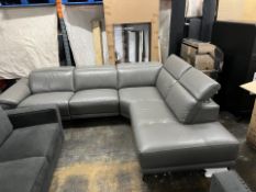 1 GILMAN CREEK RACHEL GREY LEATHER POWER RECLINING SECTIONAL SOFA RRP Â£2499 (1 FOOT DAMAGED)