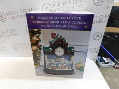 1 BOXED 16.5 INCHES (42CM) MUSICAL CHRISTMAS CUCKOO CLOCK TABLETOP ORNAMENT WITH LED LIGHTS & SOUNDS