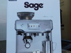 1 BOXED SAGE BARISTA TOUCH BEAN TO CUP COFFEE MACHINE IN BLACK STAINLESS STEEL, SES880BST RRP Â£