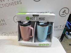 1 BOXED SET OF 2 REDUCE REUSABLE 24 OZ HOT1 COFFEE MUGS WITH LID AND HANDLE RRP Â£34.99