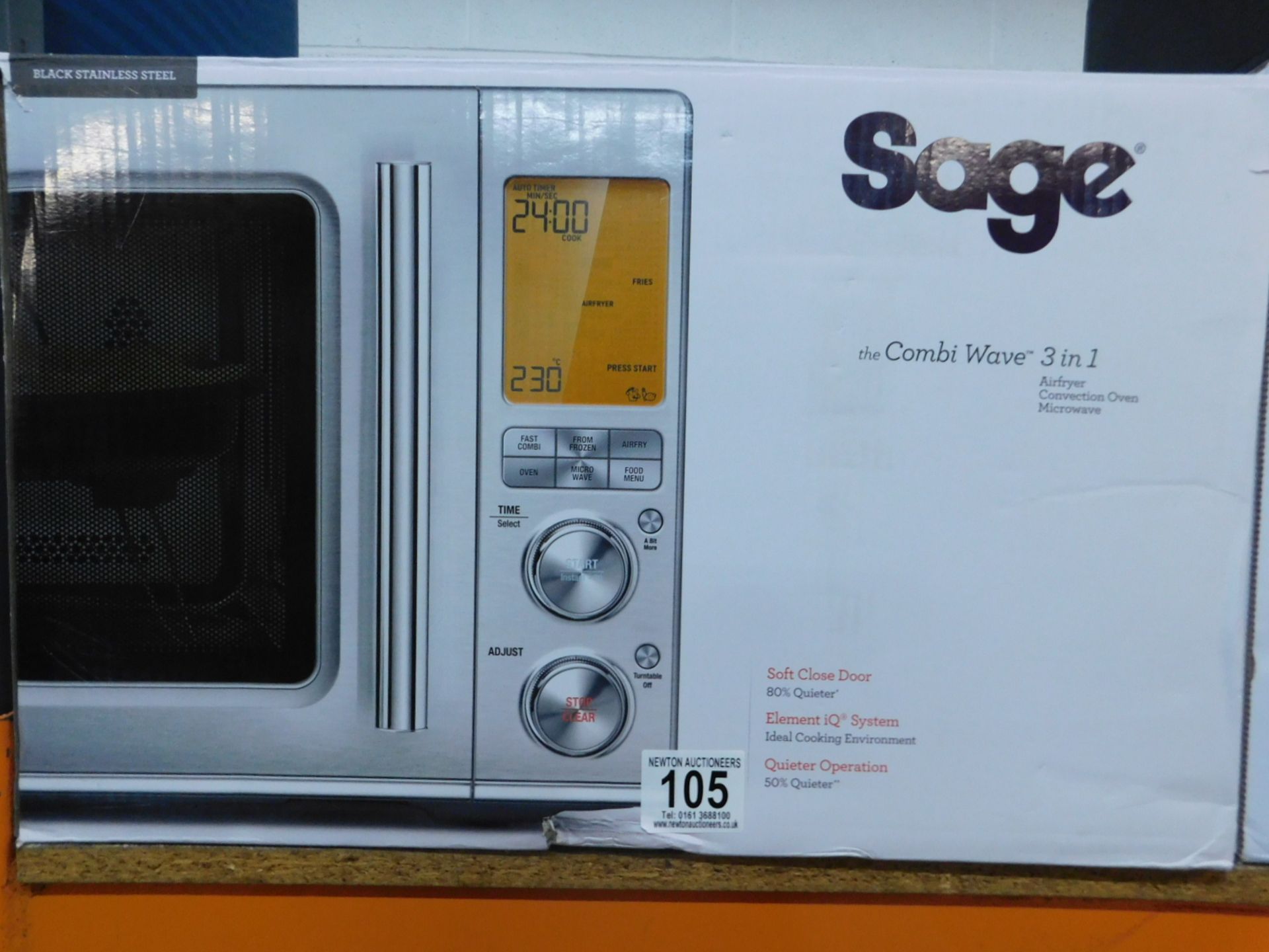 1 BOXED SAGE 32 LITRE 1100W THE COMBI WAVE 3 IN 1 MICROWAVE IN BLACK STAINLESS STEEL