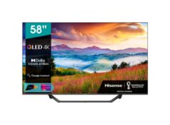 1 HISENSE 58 INCH 58A7GQTUK SMART 4K UHD HDR QLED FREEVIEW TV WITH REMOTE RRP Â£399 (WORKING, NO