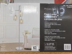 1 BOXED BRIDGEPORT DESIGNS FLOOR LAMP 3 ARM METAL BASE WITH GISELE CRYSTAL RRP Â£129.99