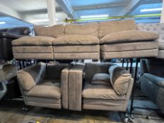 1 MSTAR INTERNATIONAL MADDOX BROWN FABRIC SECTIONAL SOFA RRP Â£899