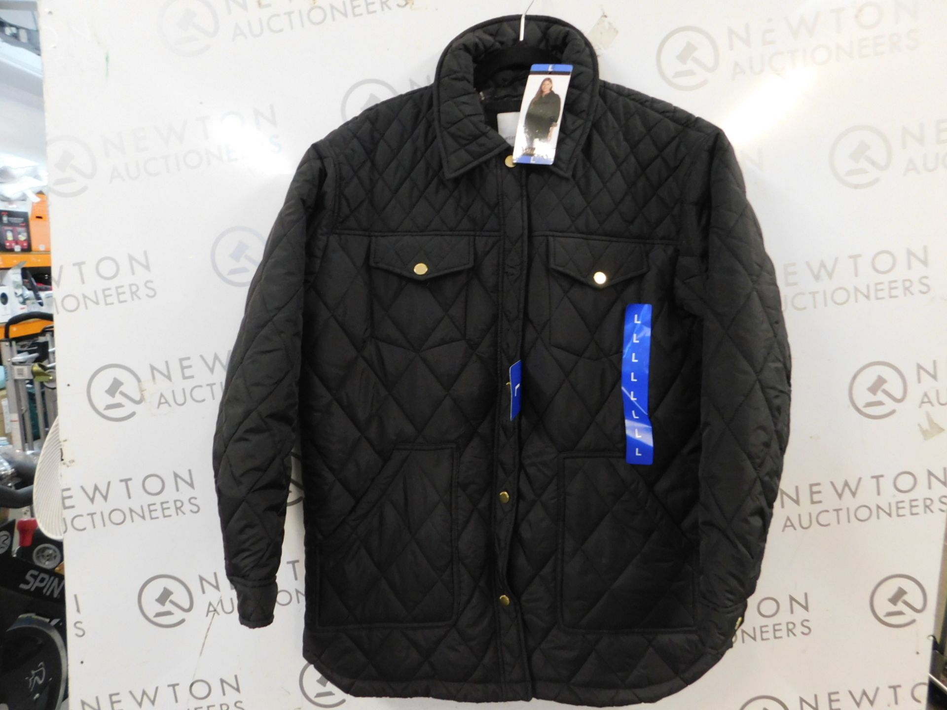 1 BRAND NEW WEATHERPROOF LADIES QUILTED SHACKET IN BLACK SIZE L RRP Â£59 (MISSING 1 BUTTON)