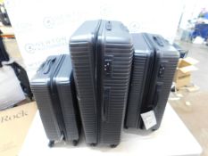 1 BOXED ROCK PACIFIC 3 PIECE HARDSIDE LUGGAGE RRP Â£199