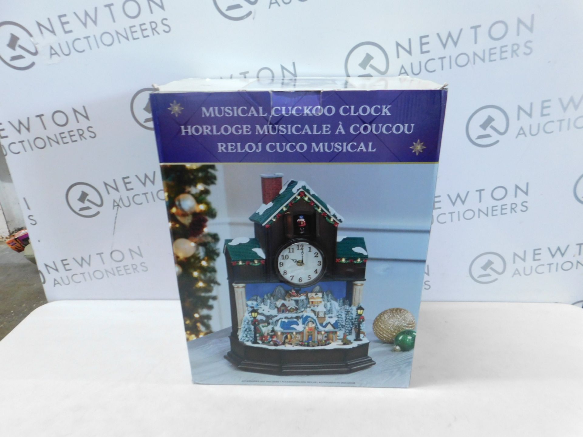 1 BOXED 16.5 INCH (42CM) MUSICAL CHRISTMAS CUCKOO CLOCK TABLETOP ORNAMENT WITH LED LIGHTS & SOUNDS