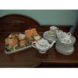 Tray containing Beswick cottage ware (7 pieces), another of 33 piece Spode 'Chinese Rose',