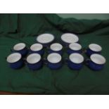 Selection of 10 blue Denby ware cups and saucers