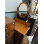 Satinwood ladies dressing table fitted 3 long drawers each with circular drop handle,