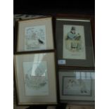 Coloured oak framed print of Victorian Auctioneer,