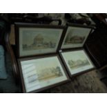 4 framed coloured Lincolnshire country House prints incl.