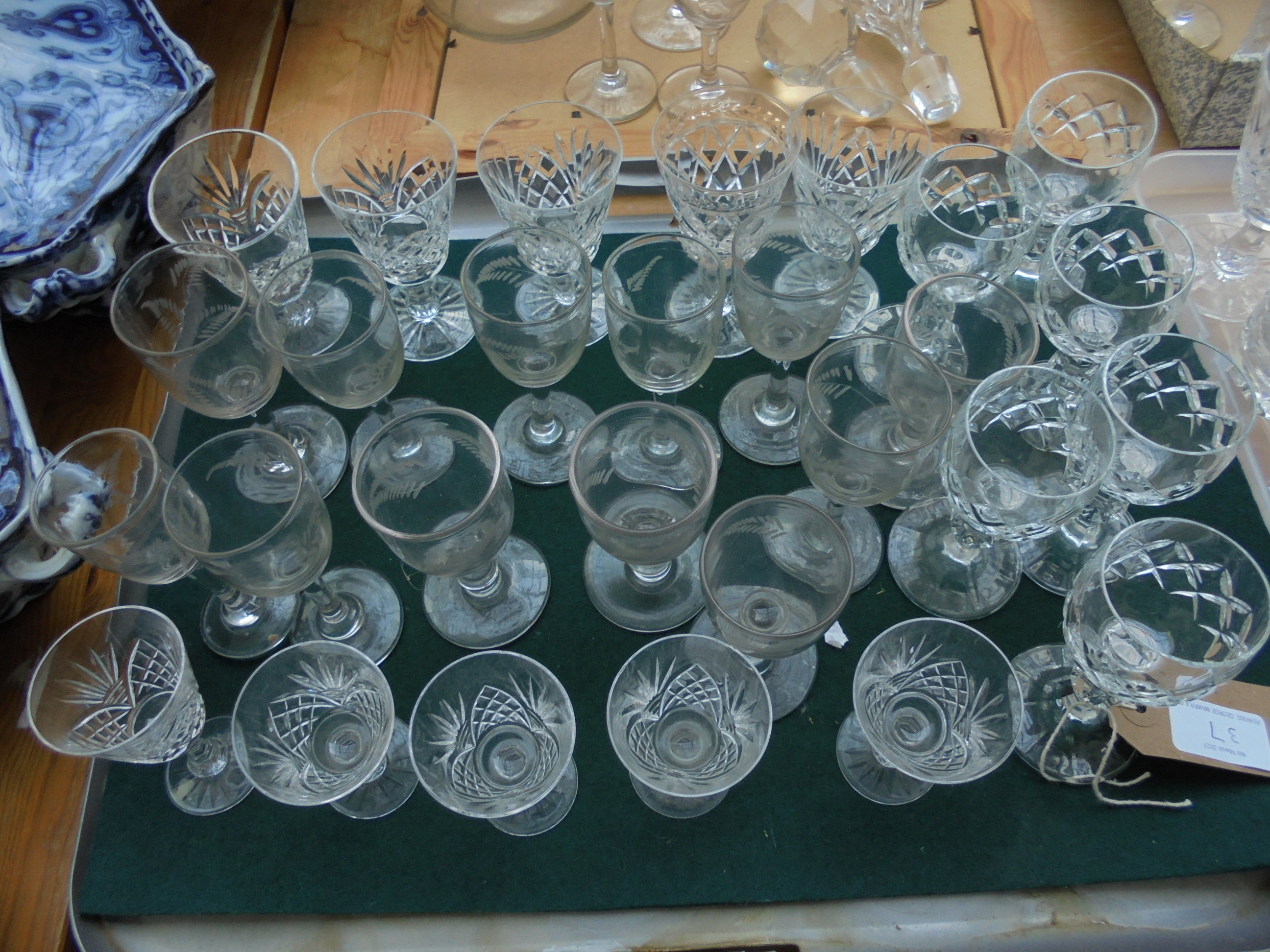 2 trays of white cut glass drinking vessels incl. - Image 2 of 2
