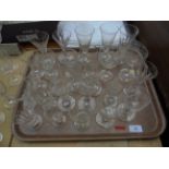 2 further trays of drinking glasses incl. water goblets, stemmed sherries, ports etc.