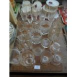 Selection of various wines and other drinks glasses,
