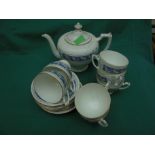 7 china cups and saucers marked Coalport Revlry and matching tea pot