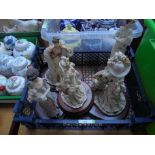 5 figures of Victorian/Edwardian ladies on wooden stands
