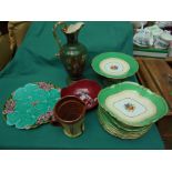 Mixed magpie lot comprising 7 Aynsley plates, matching cake stand and 2 serving dishes,