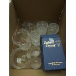 Box containing range of cut glass tumblers, sherry glasses, jug,