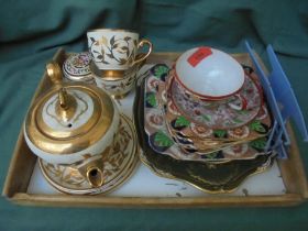 Mixed collection of ceramic items including teapot, cups,