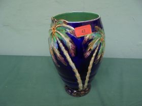 Superb Beswick blue high flower vase with palm tree design