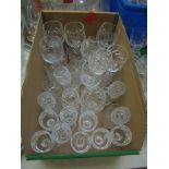 Large selection cut glass wine whisky and liqueur glasses