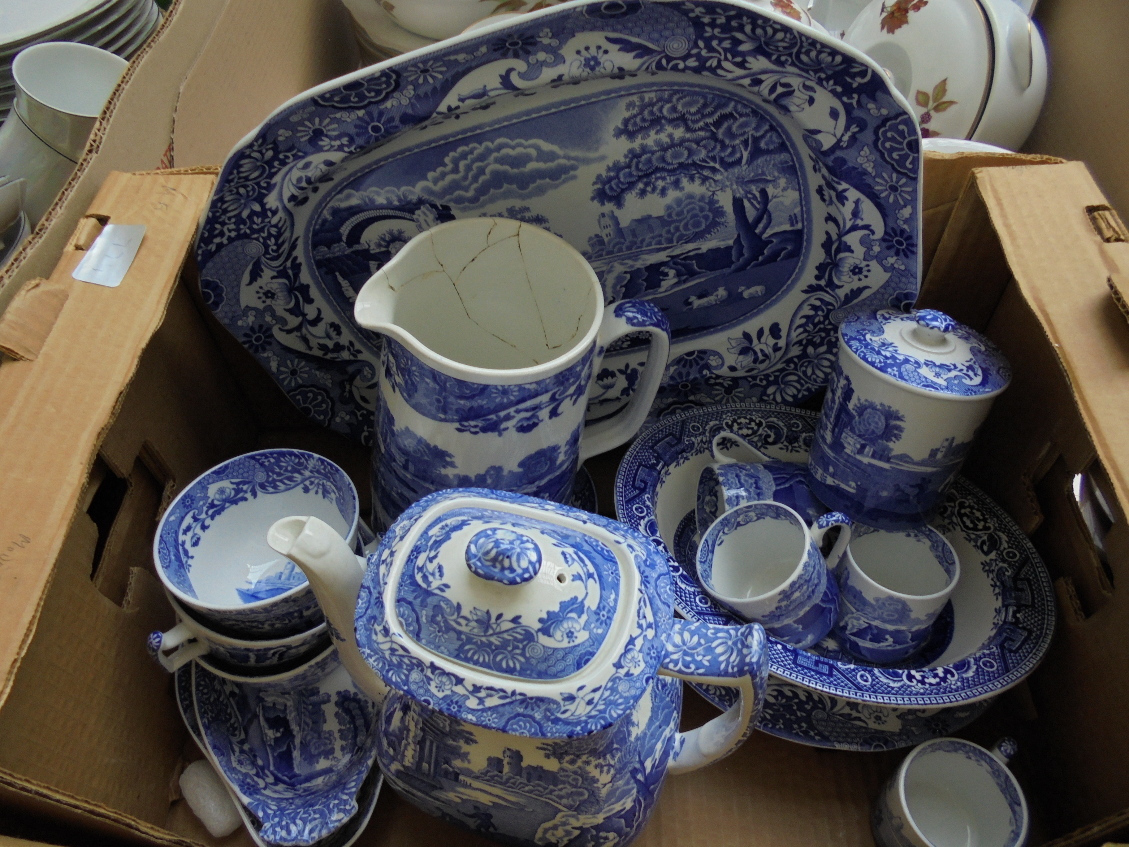 Collection of various blue and white china items mainly by Spode incl.