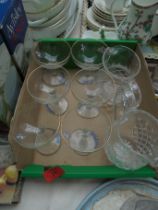 6 Babycham glasses and 2 cut glass jugs