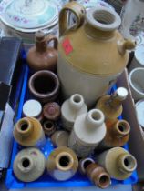 Collection of stoneware vessels, mainly drinks bottles, ginger beer from Lincoln, Edinburgh,