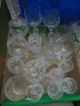 Mixed box of cut glass wine glasses