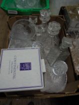 Selection cut glass decanters,